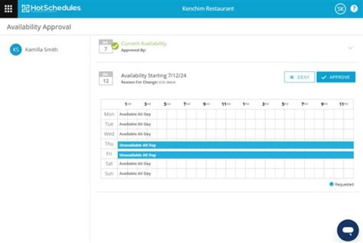 How to change availability on hotschedules app