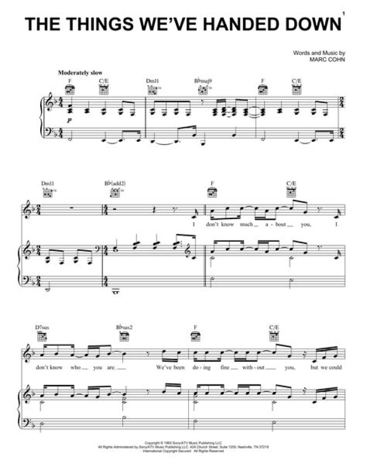 Marc Cohn’s
The Things We’ve Handed Down Lyrics